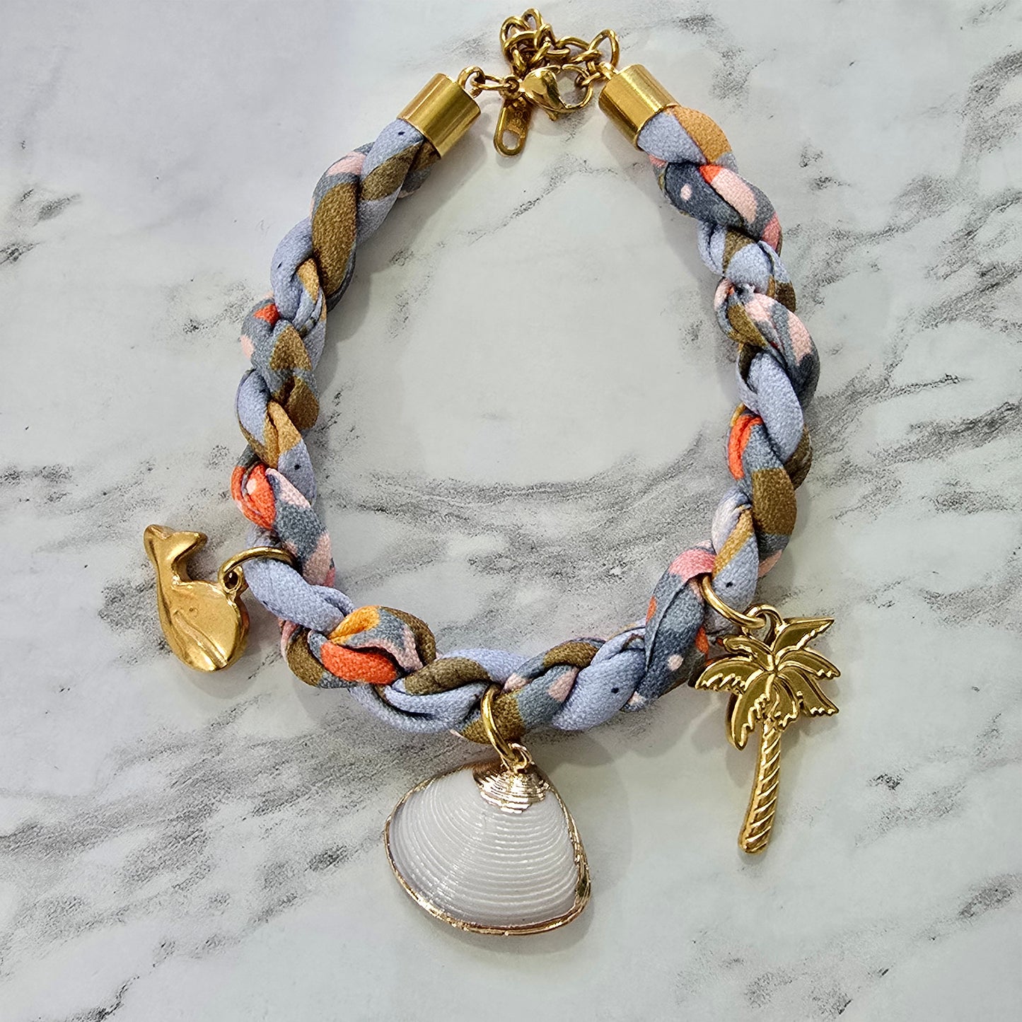 Pulsera trenzada liston celeste