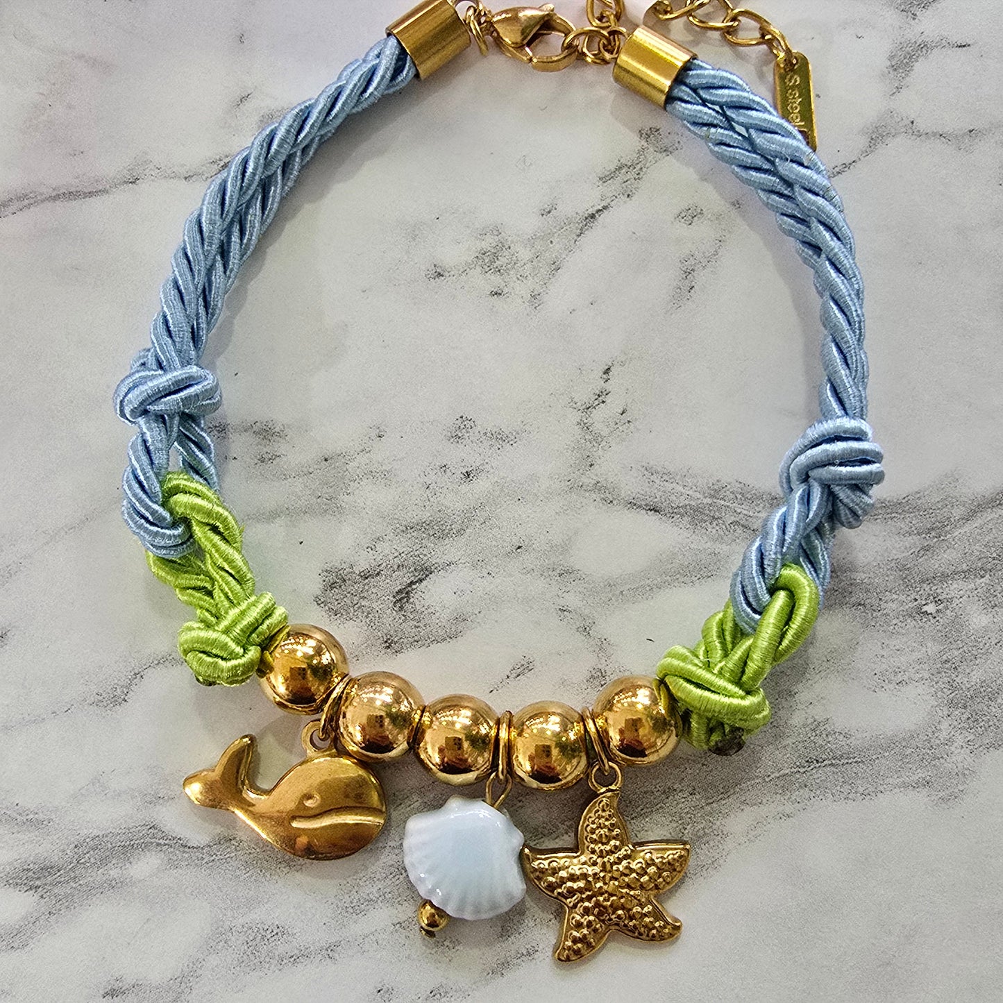 Pulsera trenzada cordon azul estrella