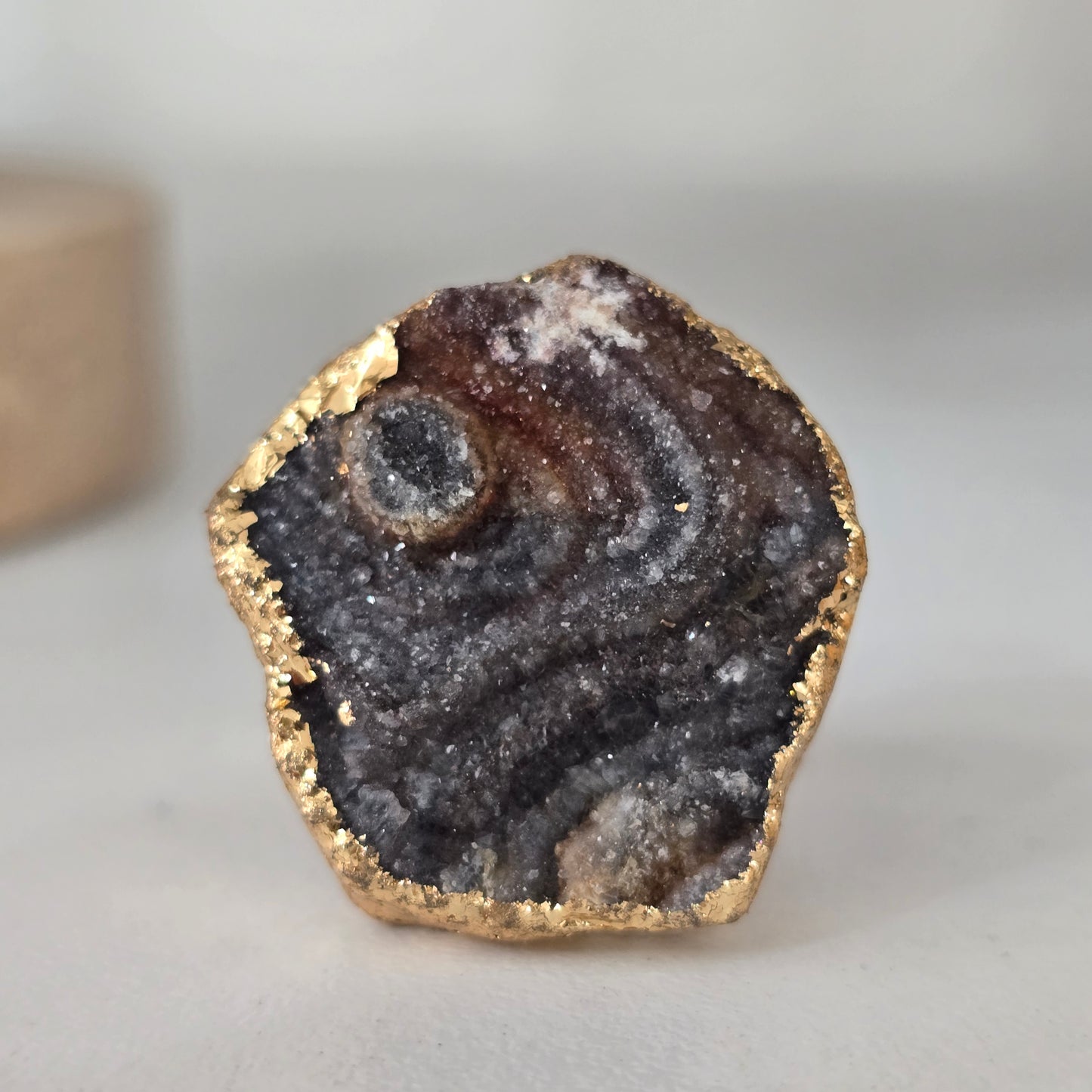 Anillo ajustable druzy gris