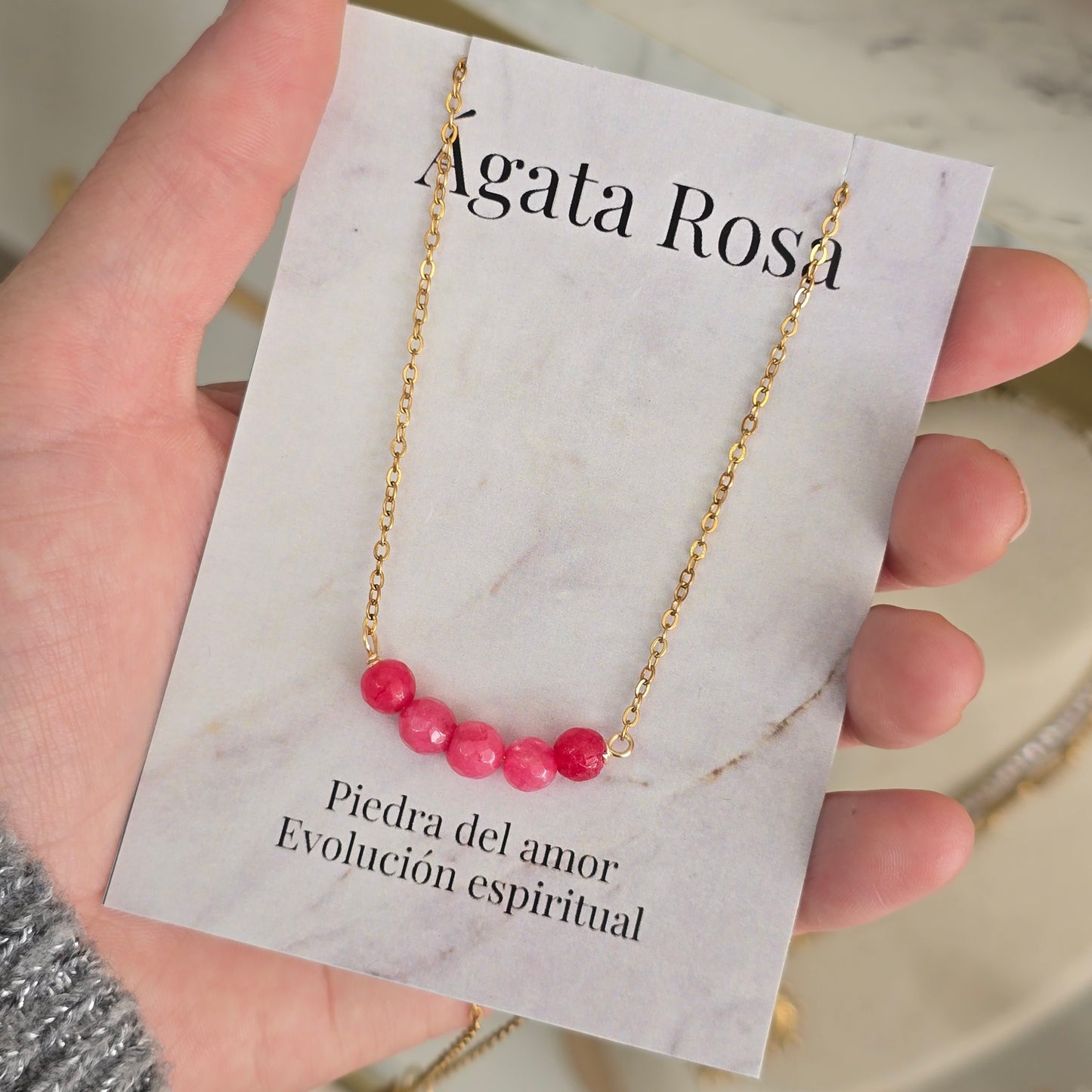 Cadena con intencion agata rosa