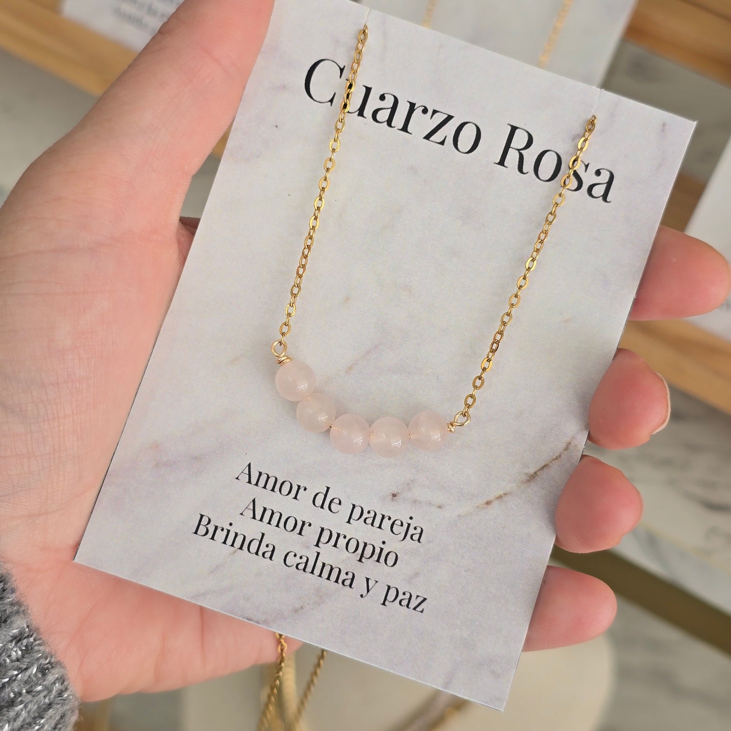 Cadena con intencion cuarzo rosa
