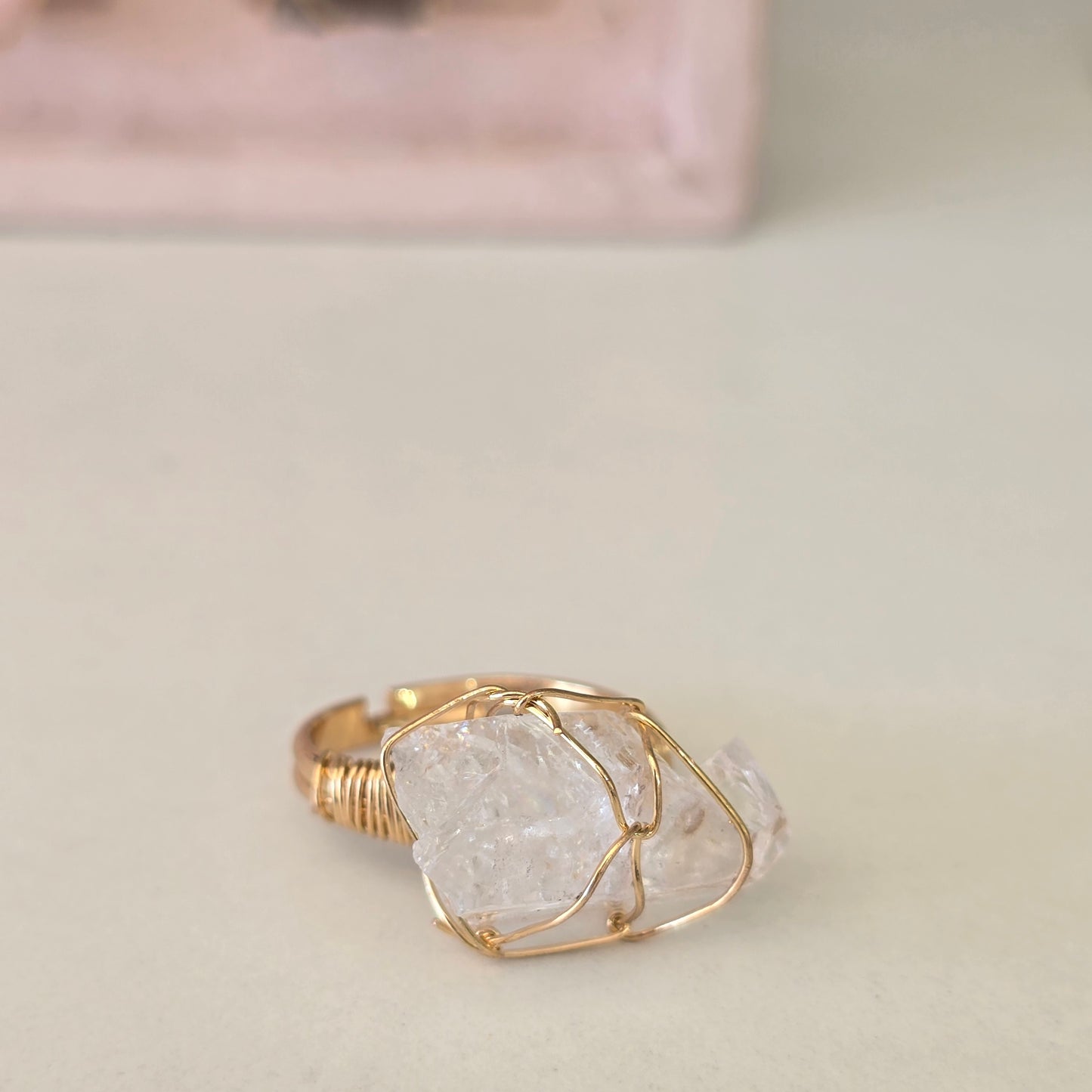 Anillo ajustable cuarzo blanco