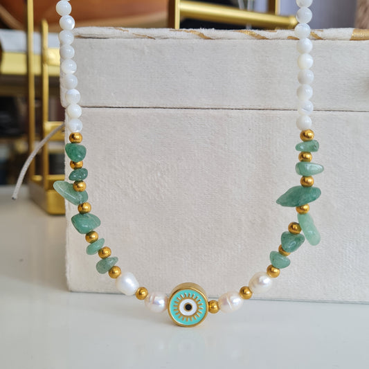 Green eye necklace