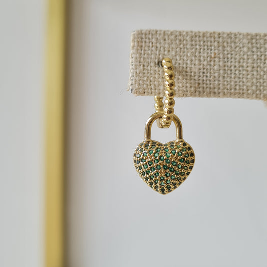 GREEN HEART EARRINGS