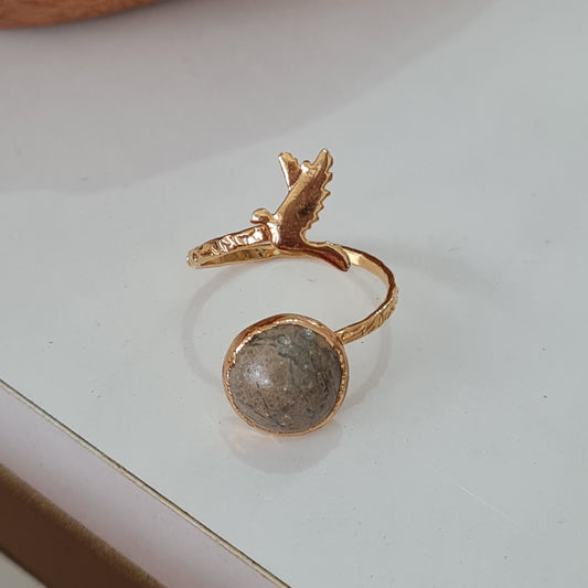 Anillo libelula con labradorita