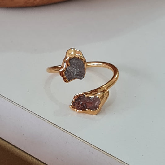 Anillo doble druzy