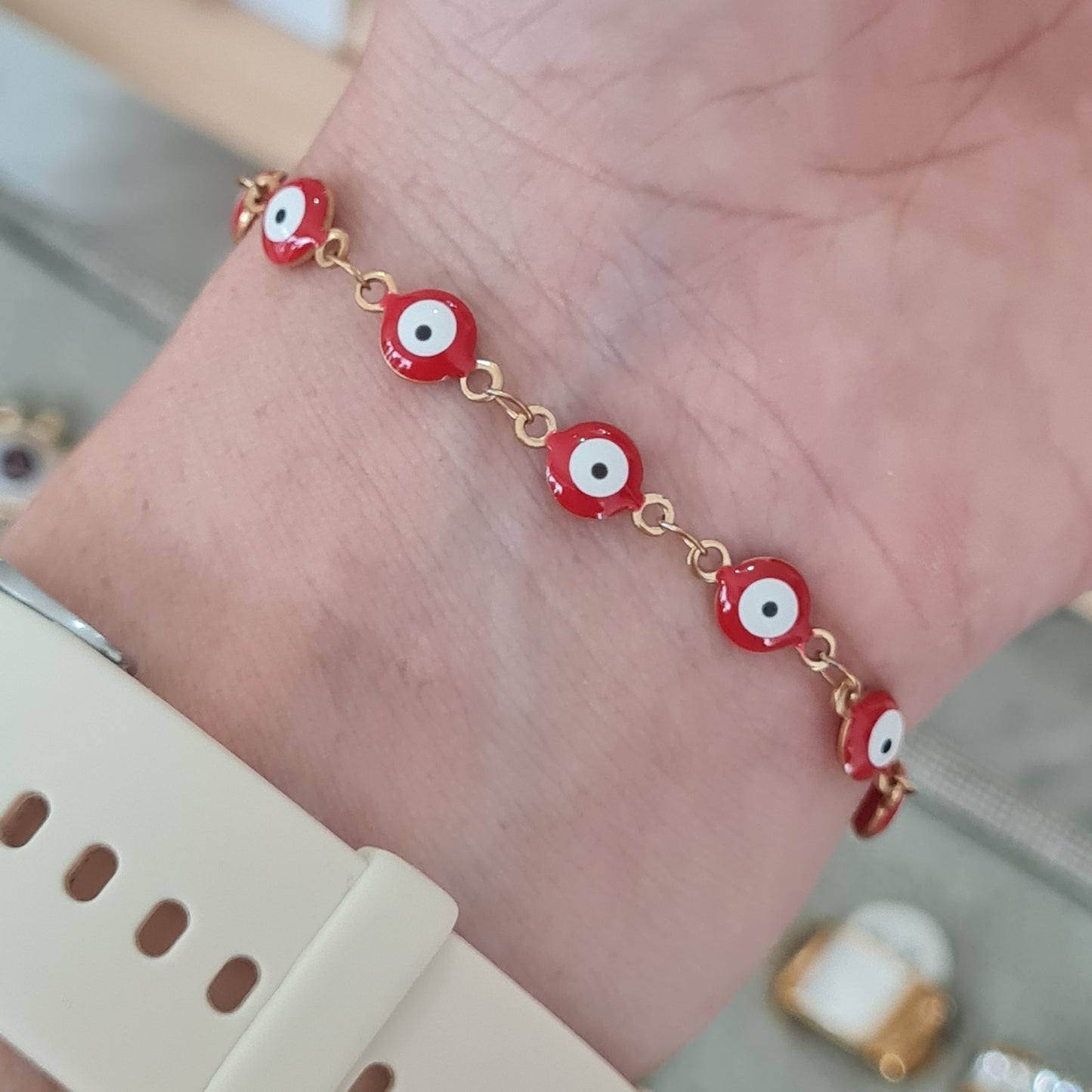 Pulsera multi ojitos roja