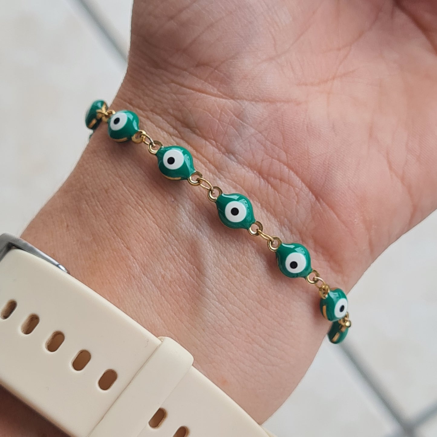 Pulsera multi ojitos verdes