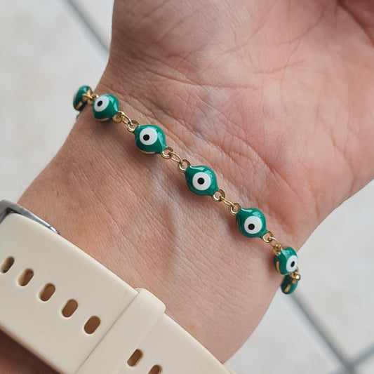 Pulsera multi ojitos verdes