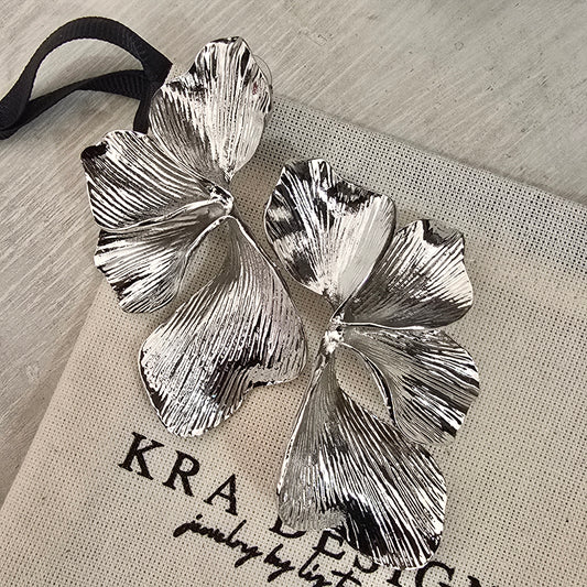 Aretes semi flor plata