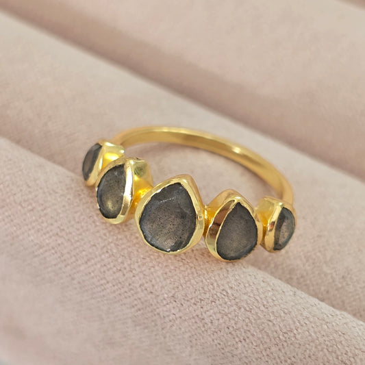 Anillo 5 labradoritas