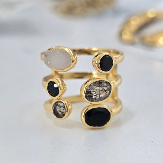 Anillo 6 piedras mix