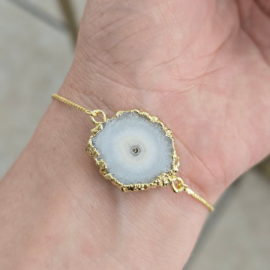 Pulsera ajustable geoda blanca