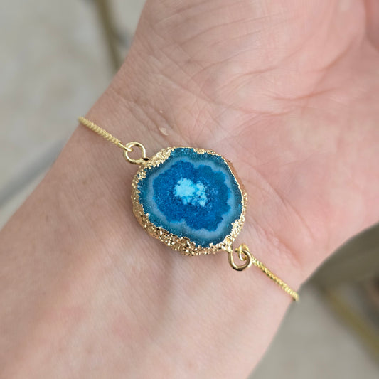 Pulsera ajustable geoda azul