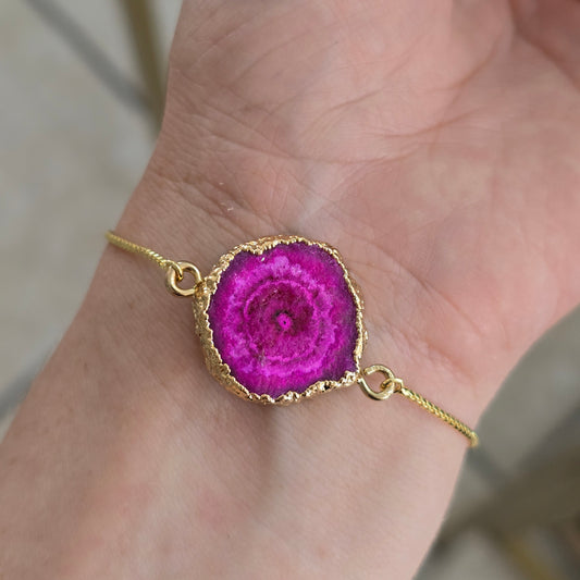 Pulsera ajustable geoda rosa