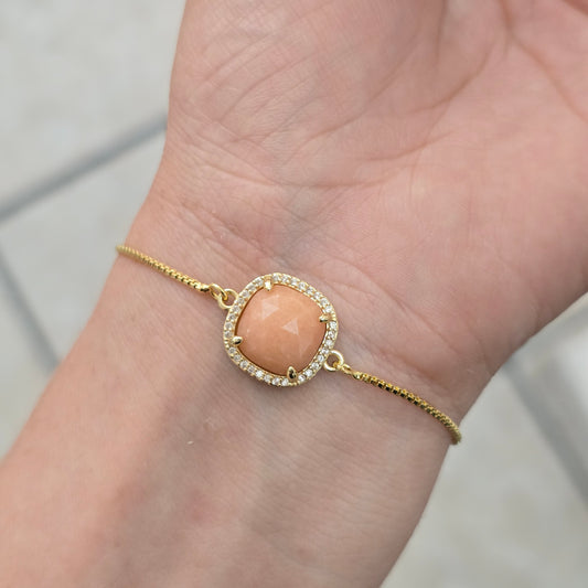 Pulsera piedra natural tono melon