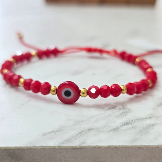 Pulsera ojo rojo de cristal rojo