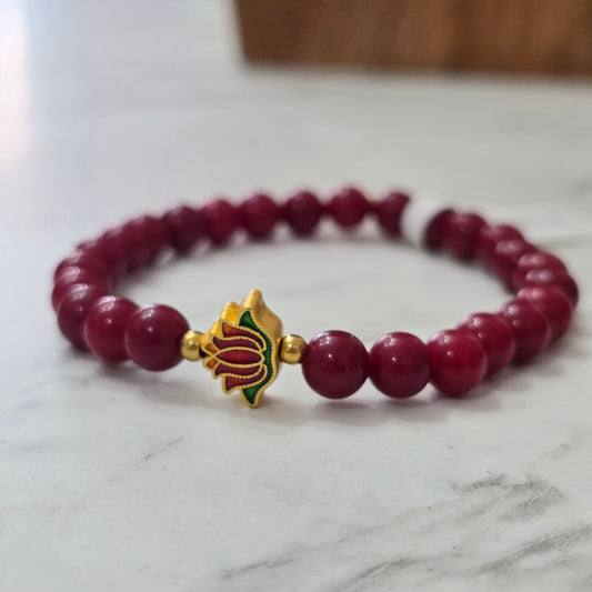 Pulseta flor de loto con jade rojo