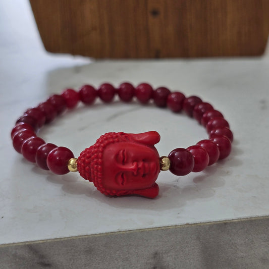 Pulsera cabeza de buda roja