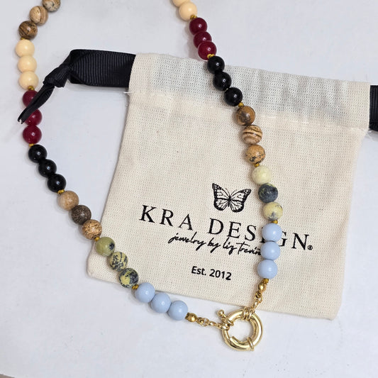 Collar broche medio tono tierra