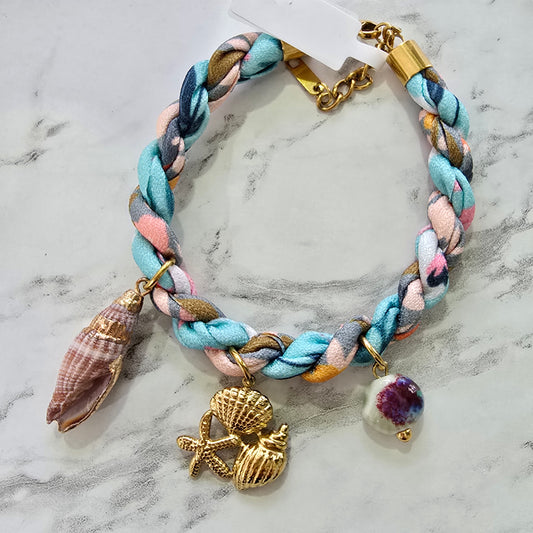 Pulsera trenzada liston tono pastel