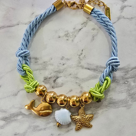 Pulsera trenzada cordon azul estrella
