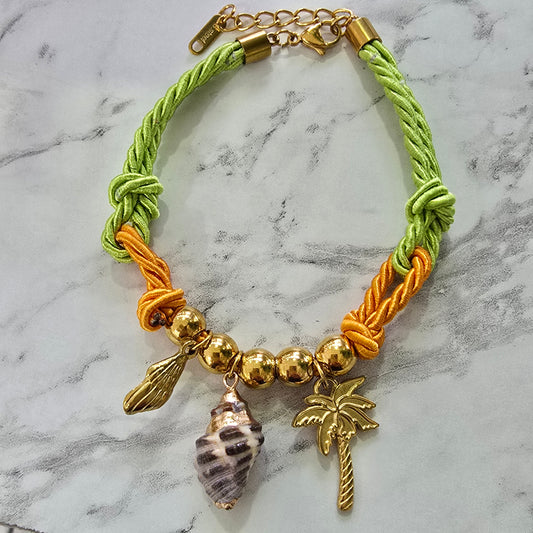 Pulsera trenzada cordon verde limon