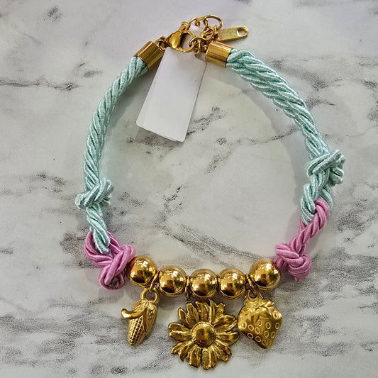 Pulsera girasol celete cordon