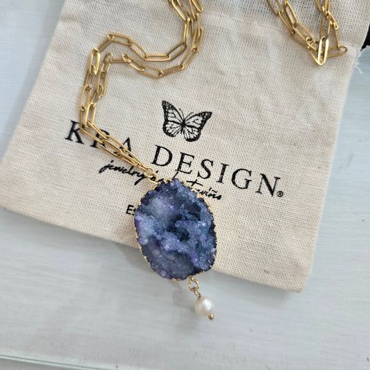 Collar geoda morada