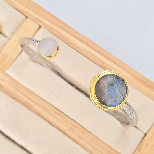 Brazalete labradorita y piedra luna
