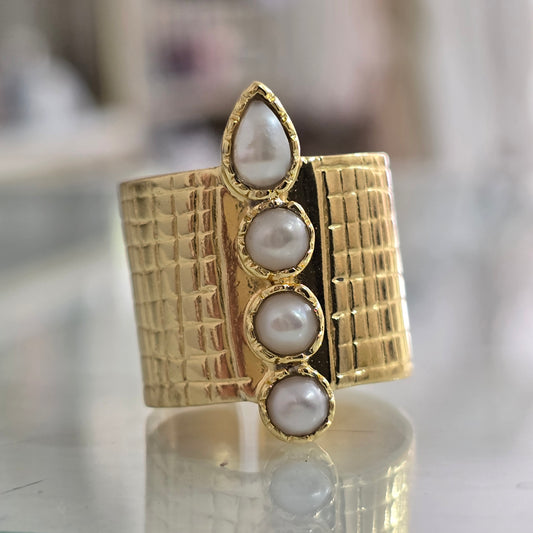 Anillo triple perla