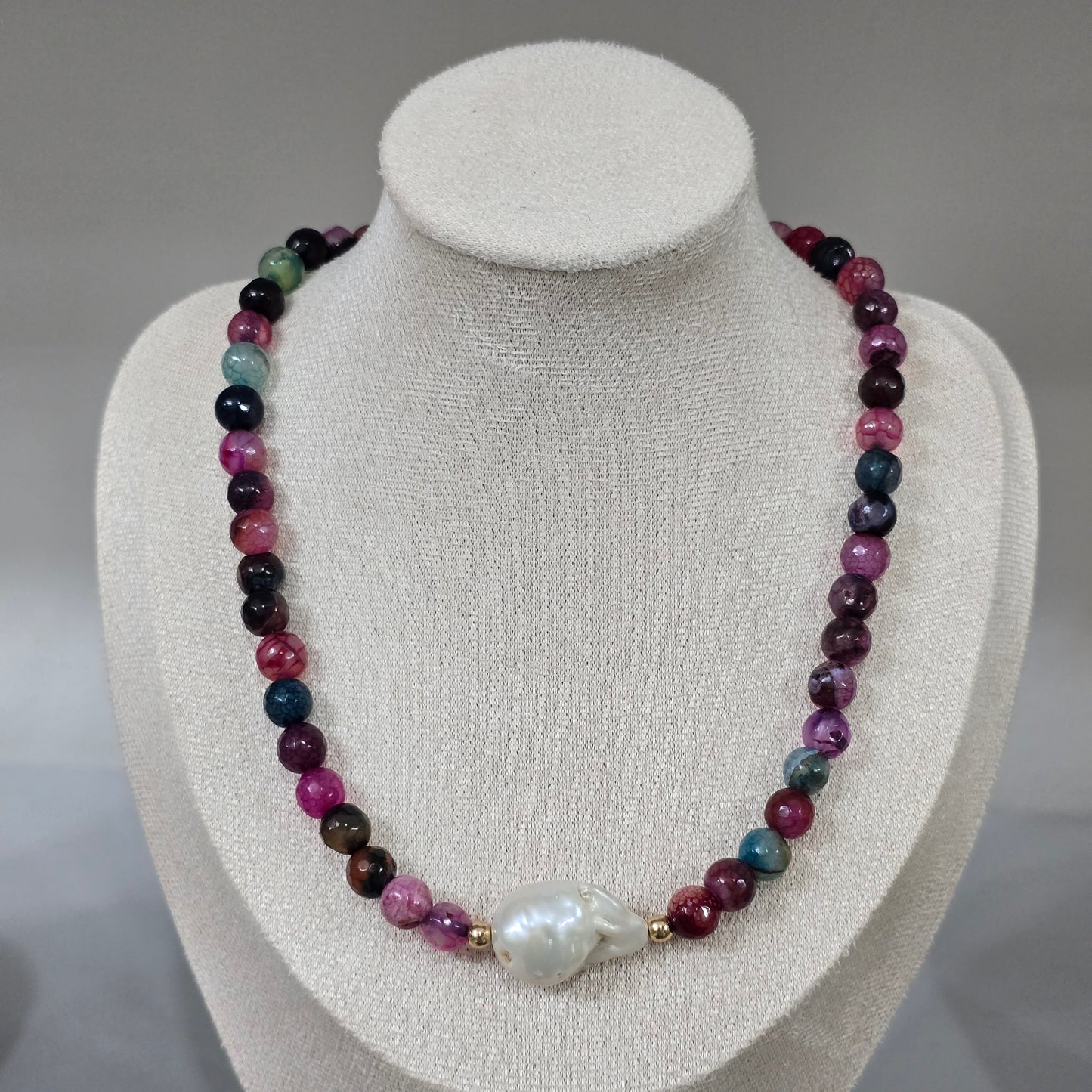 Collar AGATA NATURAL con PERLA BARROCA