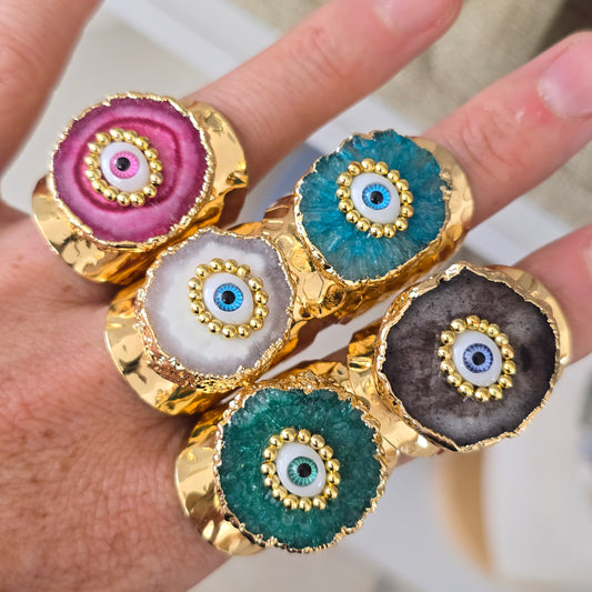 Anillos de cuarzo y ojitos