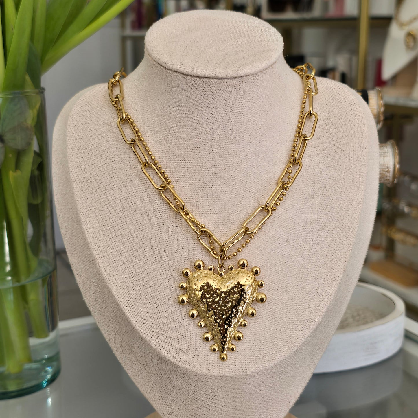 Collar doble de corazon