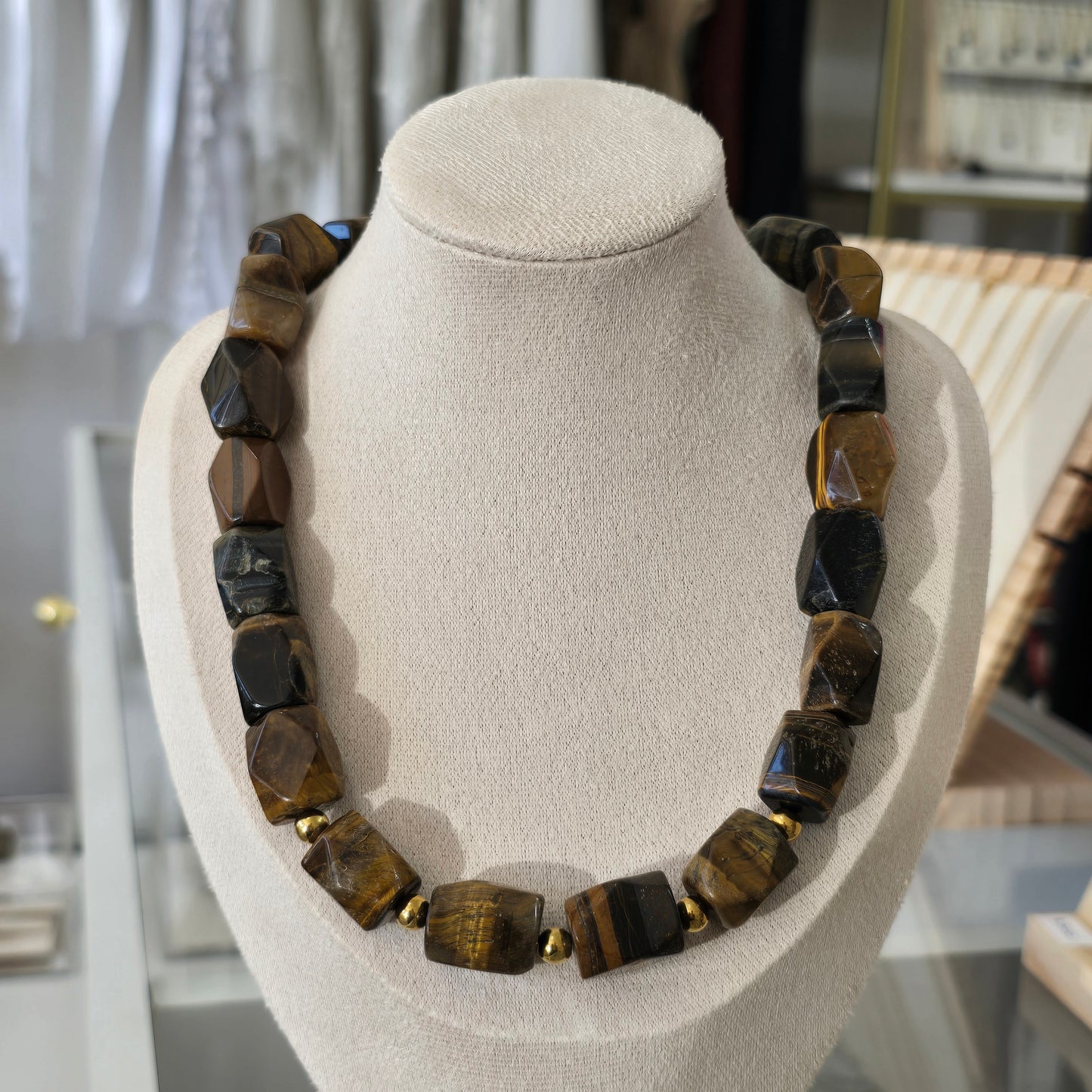 Collar chunky ojo de tigre