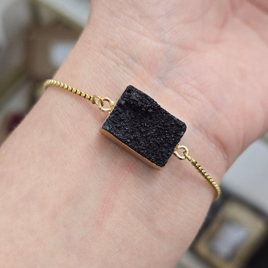 Pulsera ajustable druzy negra