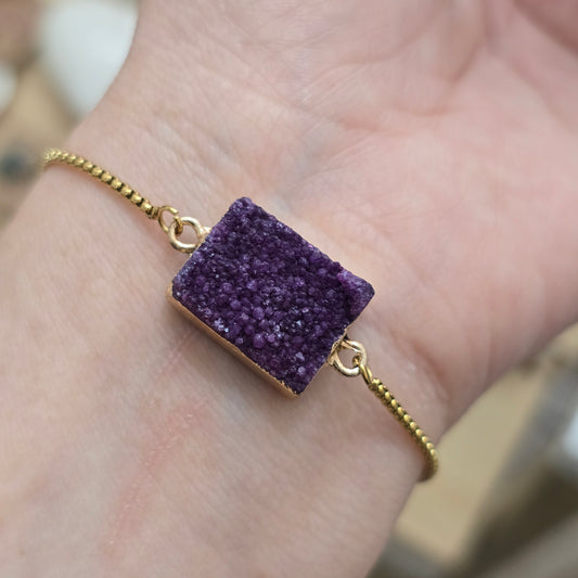 Pulsera ajustable druzy morada