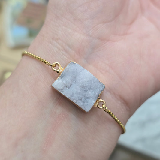 Pulsera ajustable druzy blanca
