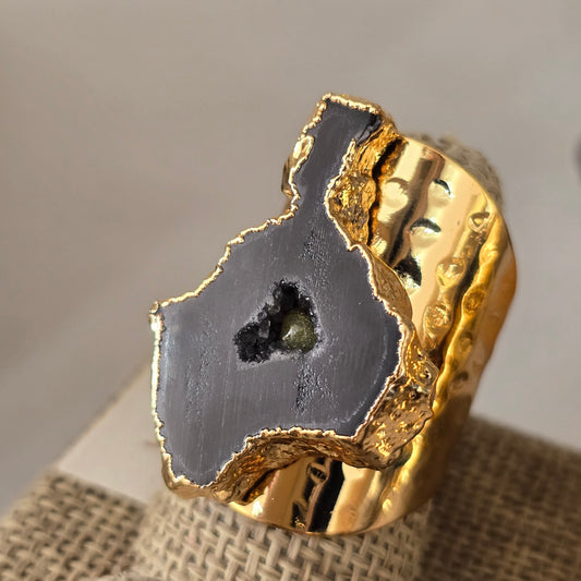 Anillo geoda negro