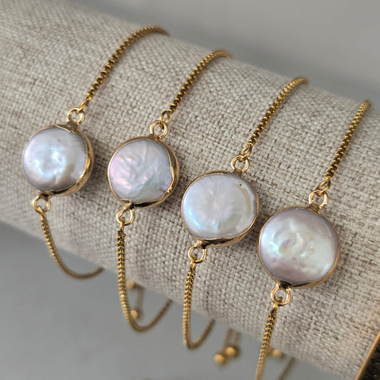 Pulseras ajustables de madre perla