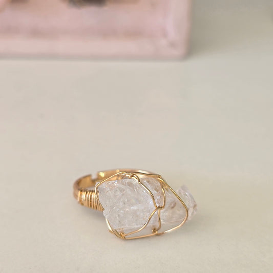 Anillo ajustable cuarzo blanco