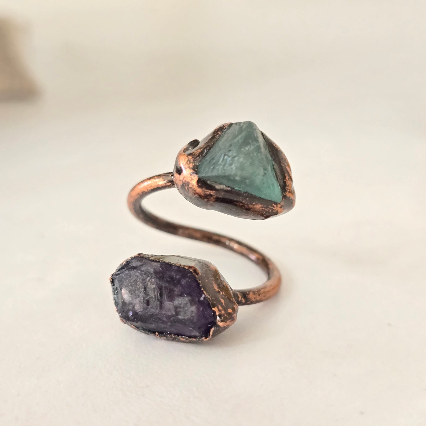 Anillo doble flourita y amatista