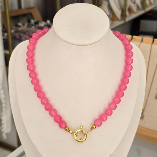 Collar broche marinero cristal rosa