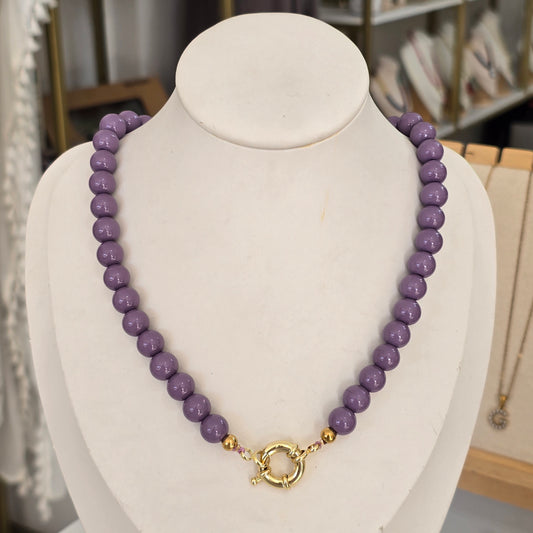 Collar broche marinero cristal lila