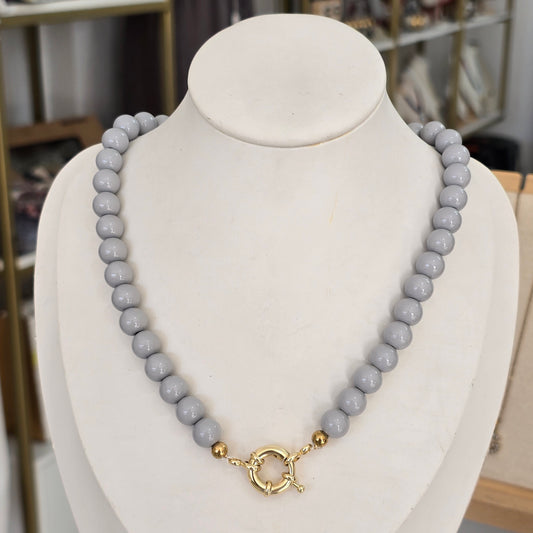 Collar broche marinero cristal gris
