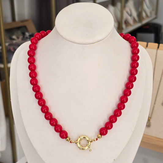 Collar broche marinero cristal rojo