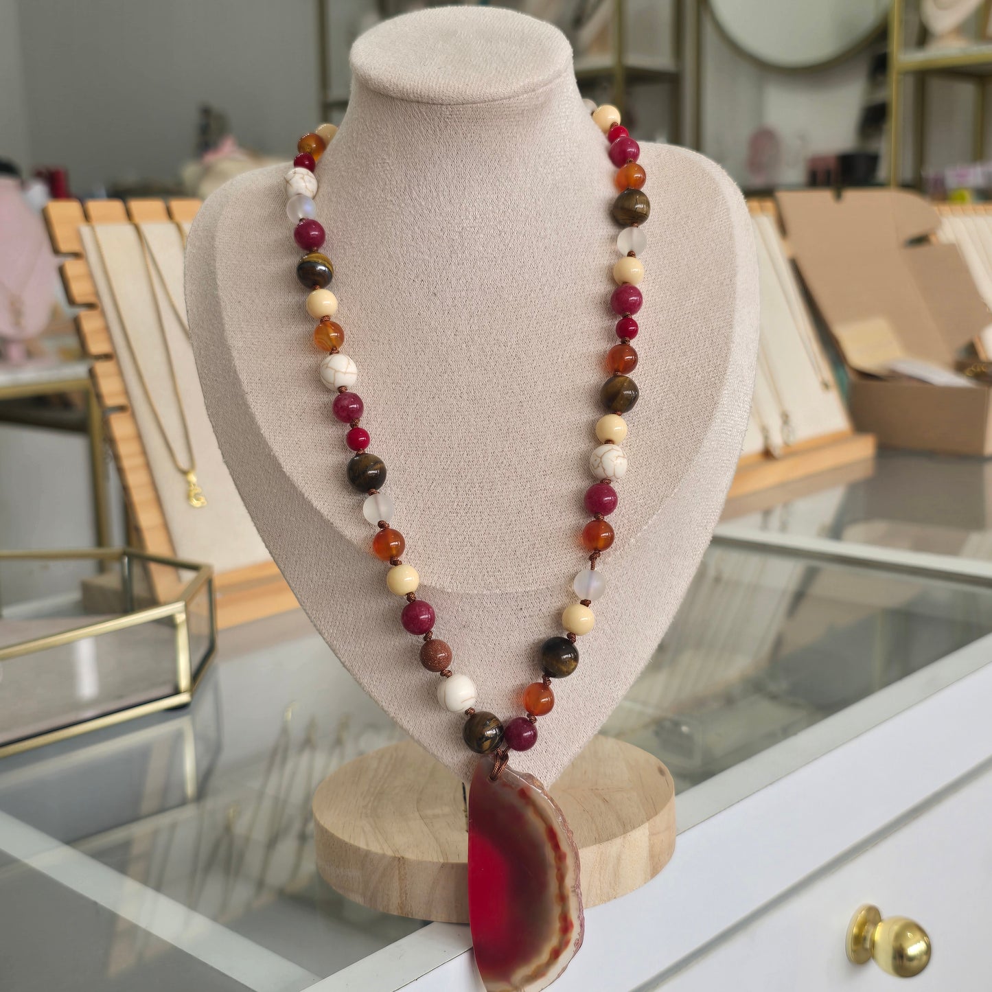 Collar agata naranja