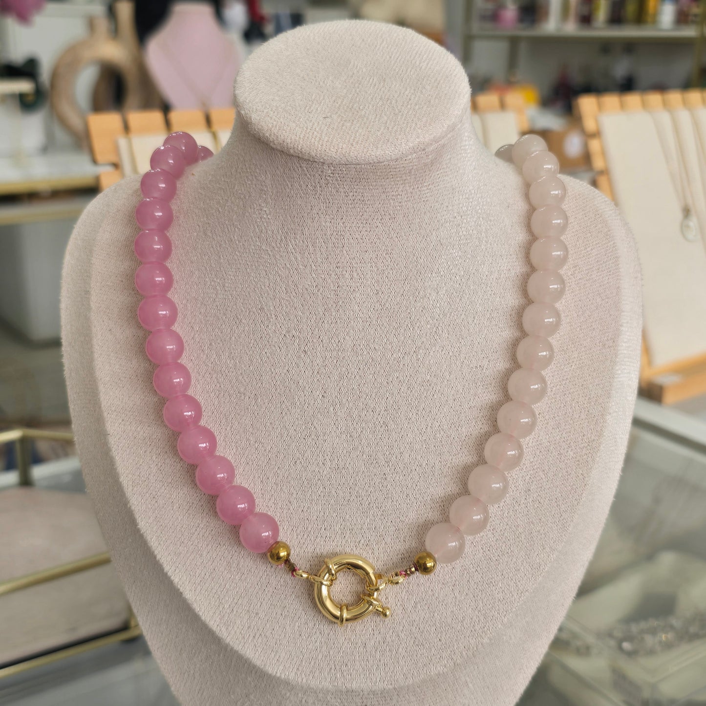 Collar marinero cristal beige y rosa
