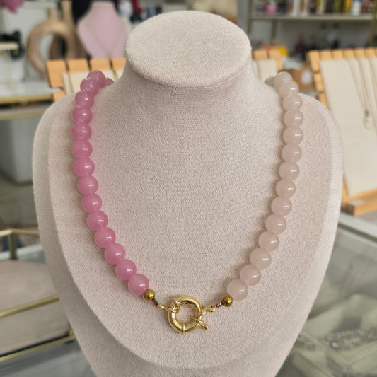 Collar marinero cristal beige y rosa