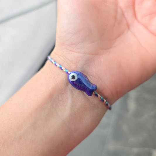 Pulsera de pescado azul en ceramica